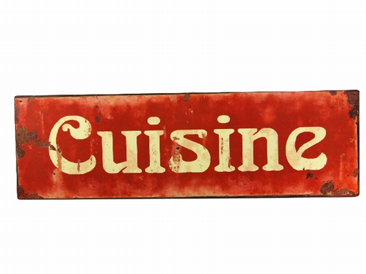 Plaque inscription cuisine rouge antique