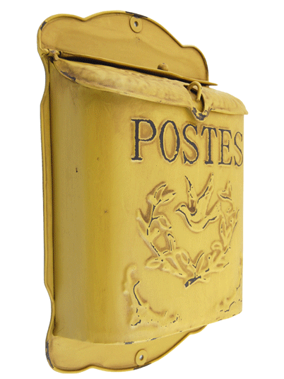 Boite aux lettres jaune antique - Postes