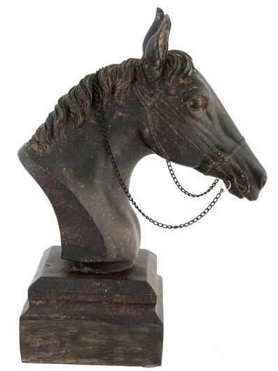 Trophée buste de cheval résine brun