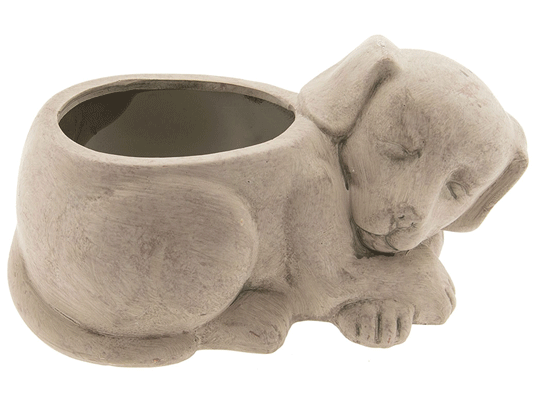 Pot de fleur céramique chien couché à poser