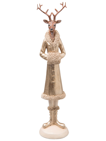 Figurine de Noël - Cerf robe couleur or