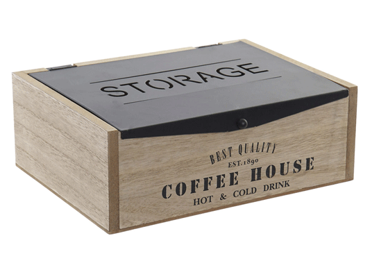 Boîte en bois & métal - Coffee House