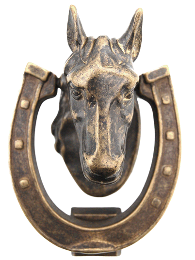 Heurtoir de porte effet vieux laiton - Cheval