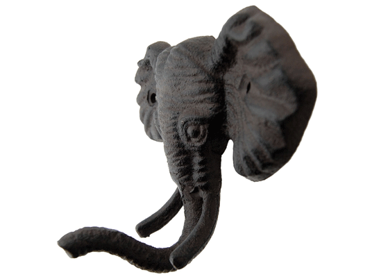 Crochet mural tête d'éléphant en fonte