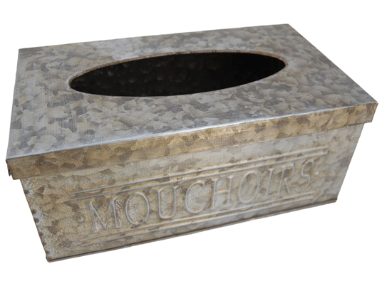 Boîte à mouchoirs jetables fer effet zinc