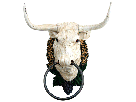 Tête de taureau murale fonte avec anneau