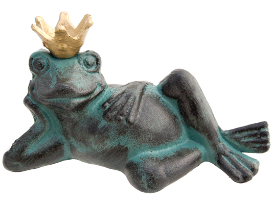 Grenouille avec couronne fonte - Vert-de-gris