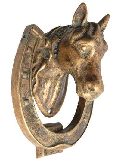 Heurtoir de porte laiton vieilli - Tête de cheval
