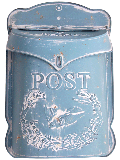 Boîte aux lettres vintage turquoise - Oiseau