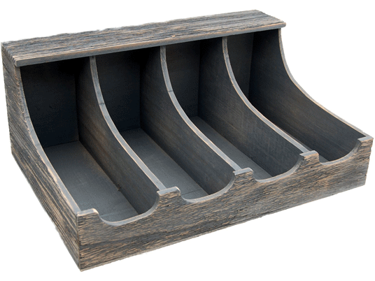 Casier à couverts de table en bois cérusé gris