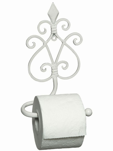 Porte-rouleau papier toilette fer blanc vintage