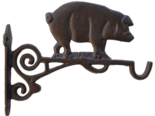 Patère suspension murale en fonte - Cochon