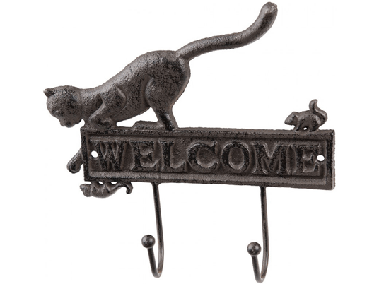 Patère murale Welcome motif chat & souris