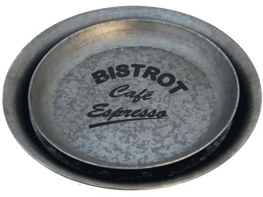 Plateau rond effet zinc - Bistrot - Café / Set 2
