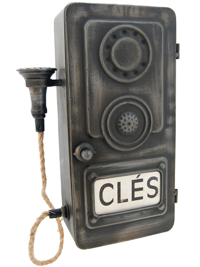 Téléphone mural style vintage boite à clefs fer