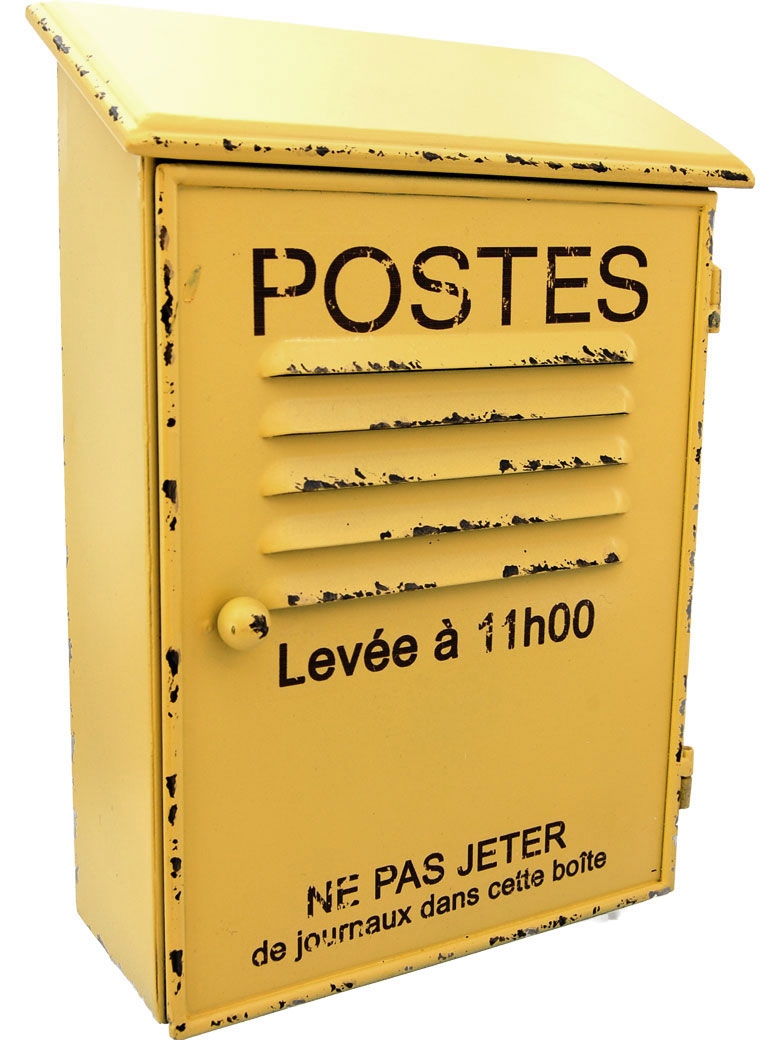 Boite à clés métal : Modèle vintage La Poste, Jaune, H 38 cm