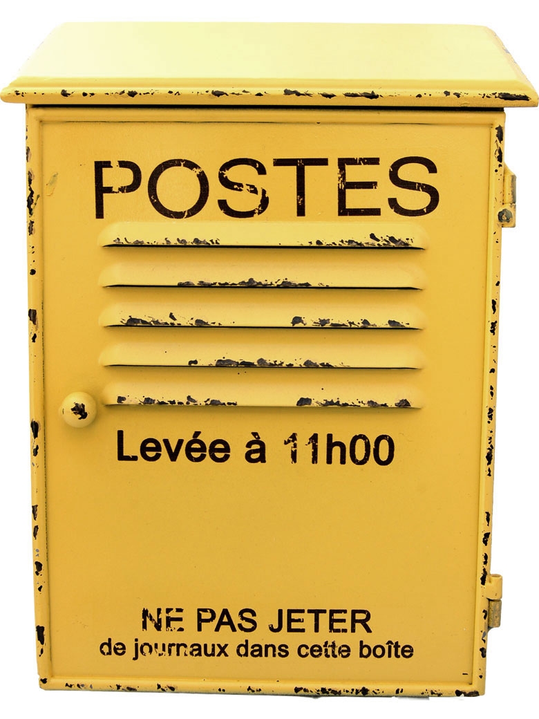 Boite à clés métal : Modèle vintage La Poste, Jaune, H 38 cm