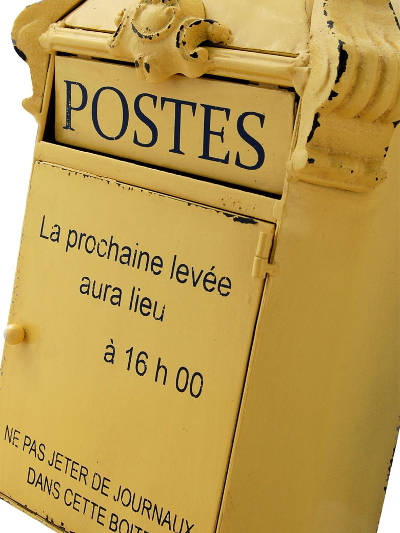 Boite à clés métal : Modèle vintage La Poste, Jaune, H 38 cm
