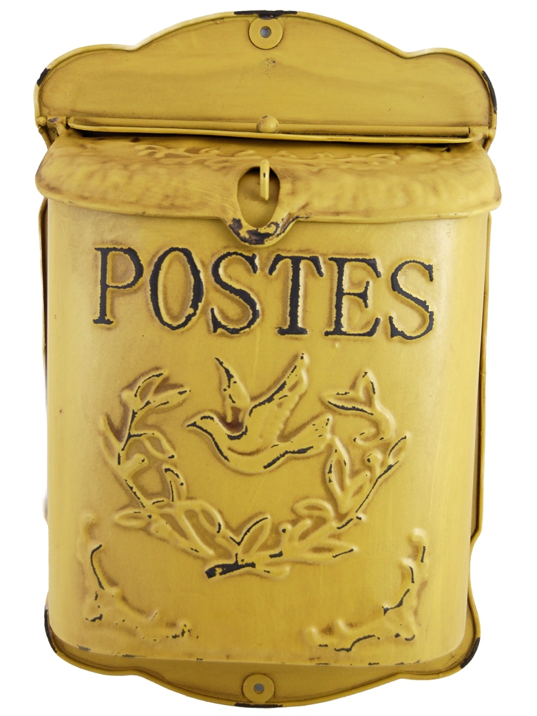 Boîte aux lettres ou boîte à clés jaune Post par Antic Line, idéal pour  un style rétro et vintage