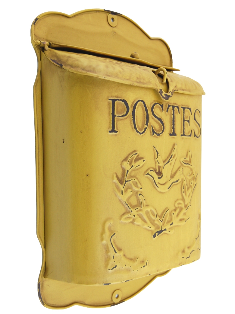 Boîte aux lettres ou boîte à clés jaune Post par Antic Line, idéal pour  un style rétro et vintage