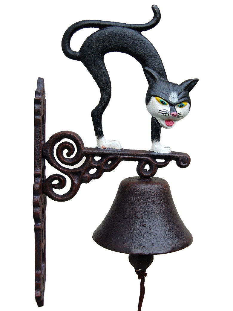 Cloche porte d'entrée chat noir hérissé [Prix Bas]