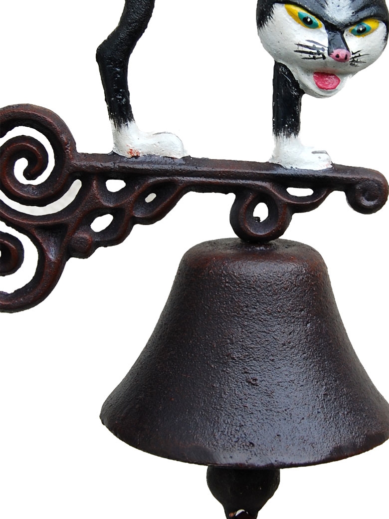 Cloche porte d'entrée chat noir hérissé [Prix Bas]