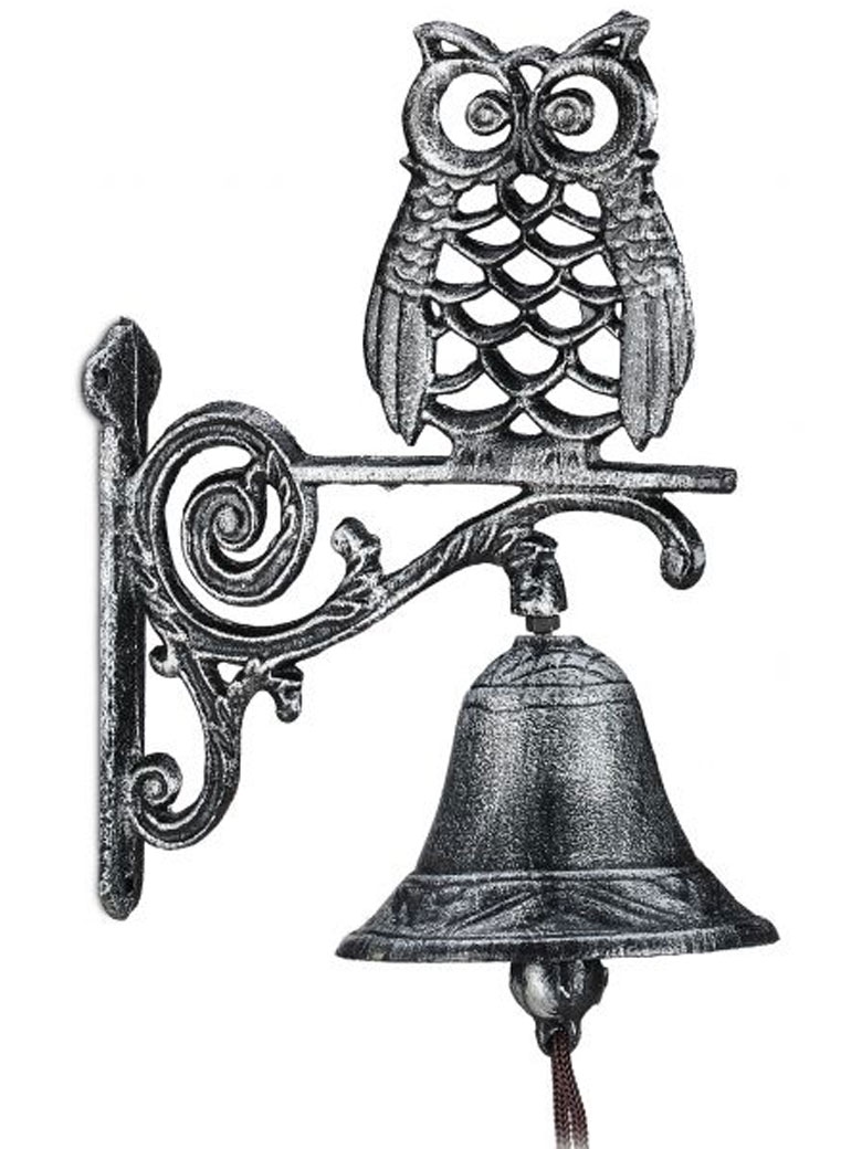 Cloche porte d'entrée finition argentée - Hibou [Prix Bas]