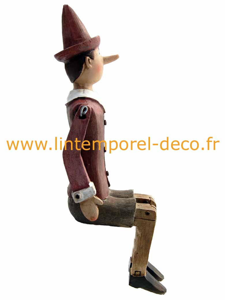 Décoration d'intérieur Statuette Pinocchio en polyrésine salopette rouge 