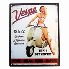 Plaque publicitaire fer rétro scooter Vespa 125 