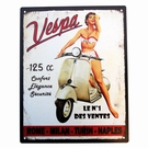 Plaque publicitaire fer rétro scooter Vespa 125