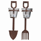 Set de 2 bougeoirs de jardin en fonte 