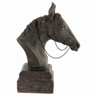 Trophée buste de cheval résine brun 