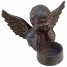 Bougeoir en fonte brun antique - Ange 