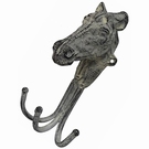 Patère triple fonte grise tête de cheval 
