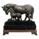 Brosse à chaussures fonte & bois - Chevaux 