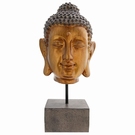 Tête de Bouddha effet bronze sur socle 