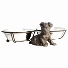 Gamelle double en fonte & inox - Chien statue