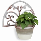 Porte pot mural blanc antique effet rouille