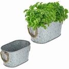 Bac jardinière métal aspect martelé - Lot de 2