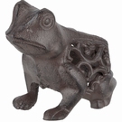 Statuette grenouille ouvragée brun antique