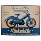 Plaque métal pub d'antan - Mobylette bleue