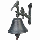 Cloche carillon murale vert antique - 2 oiseaux