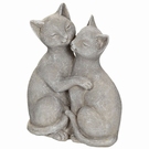 Figurine chats gris amoureux en polyrésine 