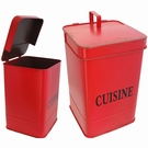 Poubelle rouge antique vintage - Cuisine / Set 2 