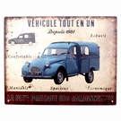 Plaque pub camionnette Citroën 2 cv - Rétro